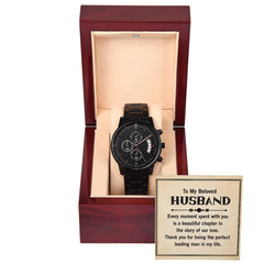 Black Chronograph Watch - For Husband Every Moment