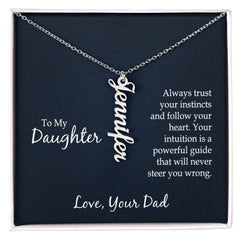 Vertical Name Necklace - For Daughter From Dad