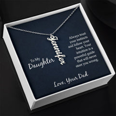 Vertical Name Necklace - For Daughter From Dad