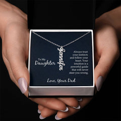 Vertical Name Necklace - For Daughter From Dad