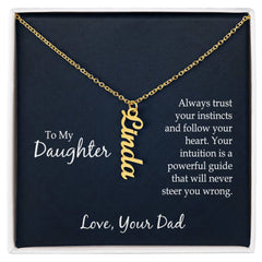 Vertical Name Necklace - For Daughter From Dad