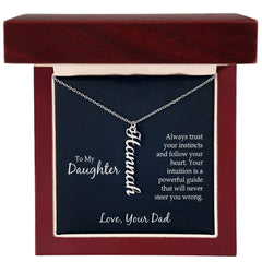 Vertical Name Necklace - For Daughter From Dad