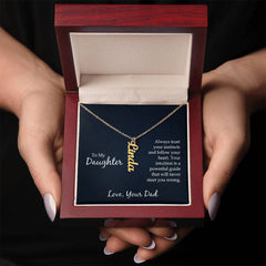 Vertical Name Necklace - For Daughter From Dad