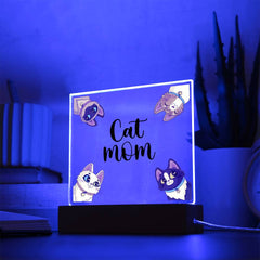 Square Acrylic Plaque - Cat Mom